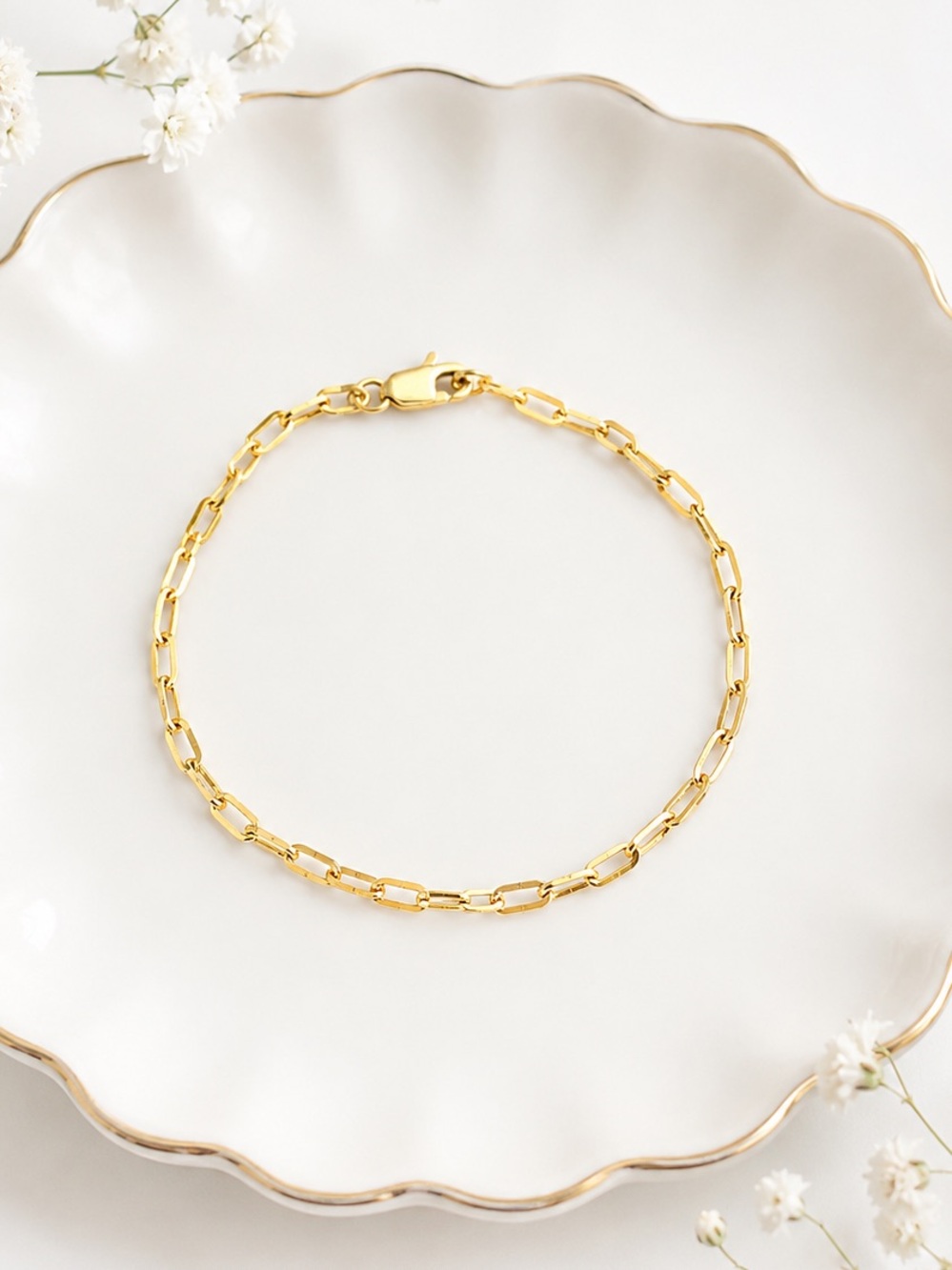 10k Gold 6.5” Paperclip Chain Bracelet NEW Made In Italy